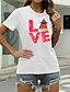 billige T-shirts-Dame T-shirt Grafisk Kærlighed Frugt Afslappet I-byen-tøj Kortærmet T-shirt Rund hals Trykt mønster Basale 100 % bomuld Grøn Hvid Sort S