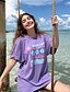 abordables T-shirts-Camiseta holgada informal de cuello redondo estilo chica caliente de verano para mujer de manga corta púrpura nuevo fabricante de camisetas con estampado de letras