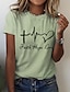 abordables Camiseta-Mujer Camiseta 100% Algodón Corazón Letra Estampado Casual Fin de semana Básico Manga Corta Escote Redondo Blanco