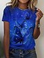 economico T-shirts-Per donna maglietta Farfalla Informale Fine settimana Rosso Blu Reale Blu Stampa Manica corta Essenziale Rotonda Standard