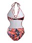 billige One-pieces-Dame Badetøy Ett stykke Monokini Normal Badedrakt Halter Utskjæring Tynn Blomstret Aktiv Ferie Badedrakter