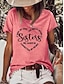 cheap T-Shirts-Women&#039;s T shirt Tee Black White Pink Print Heart Text Casual Weekend Short Sleeve Round Neck Basic Regular Painting S