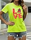 abordables T-shirts-Mujer Camiseta Graphic Amor Fruta Casual Noche Manga Corta Camiseta Escote Redondo Estampado Básico 100% Algodón Verde Trébol Blanco Negro S