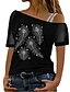 billige T-shirts-Dame Skjorte Grafisk Avslappet Daglig Ferie Ermeløs Skjorte Løse skuldre Lapper Trykt mønster Fritid Grønn Svart Blå S