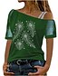 abordables T-shirts-Mujer Camisa Graphic Casual Diario Festivos Sin Mangas Camisa Hombros Caídos Retazos Estampado Casual Verde Trébol Negro Azul Piscina S
