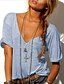 cheap Women&#039;s Blouses-Women&#039;s Blouse T shirt Tee Black White Light Blue Plain Solid Colored Daily Short Sleeve V Neck Basic Casual Loose Fit M
