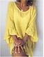 abordables Tops &amp; Blouses-robe en lin de coton fin pour femmes de couleur unie coutures manches en feuille de lotus chemisier ample en grande quantité fronde non incluse