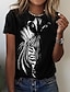 cheap T-Shirts-Women&#039;s T shirt Tee Zebra Casual Weekend Print Black Short Sleeve Basic Round Neck