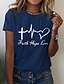 abordables Camiseta-Mujer Camiseta 100% Algodón Corazón Letra Estampado Casual Fin de semana Básico Manga Corta Escote Redondo Blanco