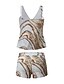 cheap Tankini-Gray Color Block Swim Dress Set for Women