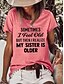 abordables Tee-shirt-Femme T shirt Tee Rose Claire Bleu Vert Imprimer Texte Casual Fin de semaine Manche Courte Col Rond basique Standard