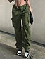 abordables Pants-Femme Pantalon Cargo Normal Mélange de Coton Plein Maillard Noir Vert Mode Taille médiale Toute la longueur Bureau Automne