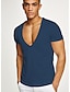 abordables Vêtements Homme-Homme T-shirt Basique Col en V Moyen Printemps, Août, Hiver, Eté Bleu Blanche Noir Grise Rouge