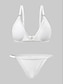 billige Bikini-Dame Badetøj Bikini 2 stk Normal badedragt Blondér Tynd Sexet Helfarve Sport Strand Tøj Badedragter