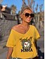billige T-shirts-Dame T-shirt Leopard Tekst Baseball Afslappet Weekend Maleri Kortærmet T-shirt V-hals Trykt mønster Basale Grøn Hvid Sort S