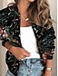 cheap Jackets-Women&#039;s Bomber Jacket Varsity Jacket Full Zip Stylish Casual Casual Daily Street Shopping Casual Daily Coat Regular Polyester Black Zipper Fall Spring Collarless Regular Fit S M L XL XXL 3XL / Floral