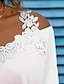 baratos Shoes &amp; Accessories-Mulheres Blusa Camiseta Imprimir Diário Flor Camiseta Ombro a Ombro Verão Padrão Branco