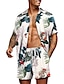cheap Men&#039;s Socks-Men&#039;s Set T shirt Tee Graphic 3D Print Turndown Casual Daily Short Sleeve 3D Tops Beach Light Purple Red / White Green / Black / Summer