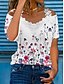 abordables T-shirts-T shirt Tee Femme Casual Floral T shirt Tee Fleur Accueil froid Imprimer Manches Courtes basique Epaules Dénudées Violet Standard S / 3D effet