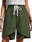 cheap Pants-Women&#039;s Shorts Trousers Faux Linen Fashion Mid Waist Casual Short Micro-elastic Solid Color Comfort Green S / Loose
