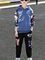 preiswerte Kleidersets für Jungen-Kinder Jungen Kapuzenpulli &amp; Hose Hoodie-Set Trainingsanzüge Langarm 2 Stück Weiß Schwarz Staubiges Blau Bedruckt Buchstabe Outdoor Standard Cool Streetstyle 5-13 Jahre Maxi / Herbst