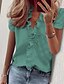 billige Super Sale-Dame Bluse T skjorte Grunnleggende Salatkant Daglig عادي T-skjorte V-hals Sommer Normal Lys kaki. Hvit Rosa Blå Oransje