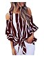 cheap Women&#039;s Clothing-Women&#039;s T shirt Print Basic Striped Spring Regular Sapphire Wine Red Black Pink Sky Blue