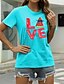 abordables T-shirts-Mujer Camiseta Graphic Amor Fruta Casual Noche Manga Corta Camiseta Escote Redondo Estampado Básico 100% Algodón Verde Trébol Blanco Negro S