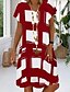 cheap Casual Dresses-Women&#039;s Midi Dress Shift Dress Black Red Royal Blue Geometric Short Sleeve Summer Spring Print Hot V Neck Loose Fit 2023 S M L XL XXL 3XL 4XL 5XL