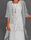 cheap Casual Dresses-Women&#039;s Dress Set Lace Dress Midi Dress Light Blue Green Gray Half Sleeve Floral Embroidered Layered Patchwork Summer Spring Fall Crew Neck Elegant Chinoiserie 2023 M L XL XXL XXXL 4XL 5XL