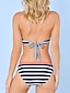 cheap Bikini-Navy Blue Striped Bikini V Wire Padded Swimsuit for Women