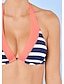 cheap Bikini-Navy Blue Striped Bikini V Wire Padded Swimsuit for Women