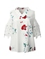 cheap Plus Size Tops-Women&#039;s Shirt Going Out Tops Blouse Concert Tops White Floral Print 3/4 Length Sleeve Daily Vacation Weekend Streetwear Sexy Casual V Neck Regular Fit Spring Fall