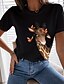 abordables T-shirts-Mujer Camiseta Algodón 100% Algodón Jirafa Negro Blanco Amarillo Estampado Manga Corta Casual Fin de semana Básico Escote Redondo Ajuste regular
