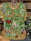 abordables T-shirts-Mujer Camiseta Floral Leopardo Casual Fin de semana Pintura Manga Corta Camiseta Escote Redondo Volante Estampado Básico Verde Trébol Rosa Fucsia S / Impresión 3D