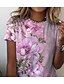 billige T-shirts-Dame T skjorte Blomstret Avslappet Ferie Helg Gul Rosa Blå Trykt mønster Kortermet Grunnleggende Rund hals Normal