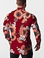 billige Long Sleeves-Herre Skjorte Grafisk skjorte Blomstret Aftæpning Sort Hvid Gul Rød Navyblå Afslappet Daglig Langærmet Knap ned Tøj Mode Designer Afslappet Åndbart