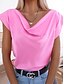 preiswerte Damenmode-Damen Sommer einfarbig einfaches kurzärmliges Swingkragen Damen Shirt Top