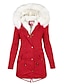 cheap Down&amp; Parkas-Women&#039;s Casual Streetwear Winter Parka with Fur Trim