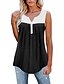 billige Super Sale-Women&#039;s Pleated Sleeveless V Neck Vest T Shirt
