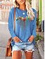 economico T-shirts-Per donna Informale maglietta Gatto Manica lunga Gatto Animali Rotonda Stampa Hawaiano Top Largo Verde Nero Blu S