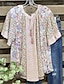 cheap T-Shirts-Women&#039;s T shirt Tee Floral Casual Holiday Weekend Floral Painting Short Sleeve T shirt Tee Round Neck Ruffle Flowing tunic Print Basic Essential Blue Pink Beige S / 3D Print