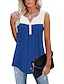 abordables Super Sale-Women&#039;s Sleeveless V Neck Pleated Button Stitching Vest T Shirt