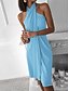 cheap Dresses-Women&#039;s Short Mini Dress Shift Dress Black Blue Fuchsia Khaki Dusty Blue Red Light Blue Sleeveless Ruched Patchwork Pure Color Halter Neck Spring Summer Party Personalized Elegant Casual 2022 Slim S