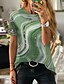 billige T-shirts-Dame T skjorte Grafisk Avslappet Helg Abstrakt Maling Kortermet T skjorte Rund hals Trykt mønster Grunnleggende Grønn Blå Lilla S / 3D-utskrift