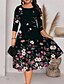 cheap Plus Size Dresses-Women&#039;s Plus Size Floral Holiday Dress Print Crew Neck 3/4 Length Sleeve Work Fall Spring Daily Vacation Midi Dress Dress