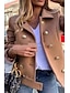 cheap Jackets-Women&#039;s Coat Spring Outdoor Street Daily Regular Coat Thermal Warm Regular Fit Lady Jacket Long Sleeve Slim Fit Solid Color Green Blue Wine