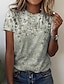 preiswerte T-shirts-Damen T Shirt Blumen Casual Festtage Wochenende Blume Farbe Kurzarm T Shirt Rundhalsausschnitt Bedruckt Basic Grün Purpur Hellgrün S / 3D-Druck