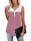 abordables Super Sale-Women&#039;s Sleeveless V Neck Pleated Button Stitching Vest T Shirt