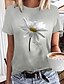 preiswerte T-shirts-Damen T Shirt Blumen Casual Festtage Wochenende Bedruckt Schwarz Kurzarm Basic Rundhalsausschnitt